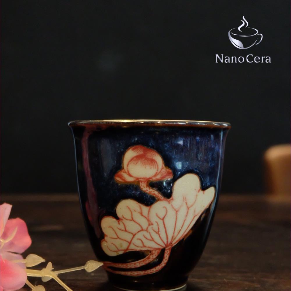 CHRYSANTHEMUM CARVED PORCELAIN TEA SET WITH FIRE-TRANSFORMED NANO- SILVER COATED